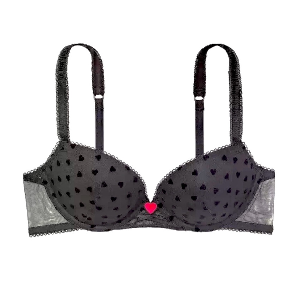 🖤 Victorias Secret Tease Black Heart Mesh Underwire Bra